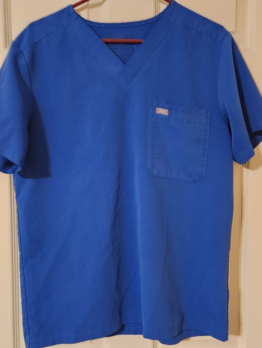 Figs Technical Collection 1 Pocket Blue Scrub Top Size Medium Unisex Medic Nurse